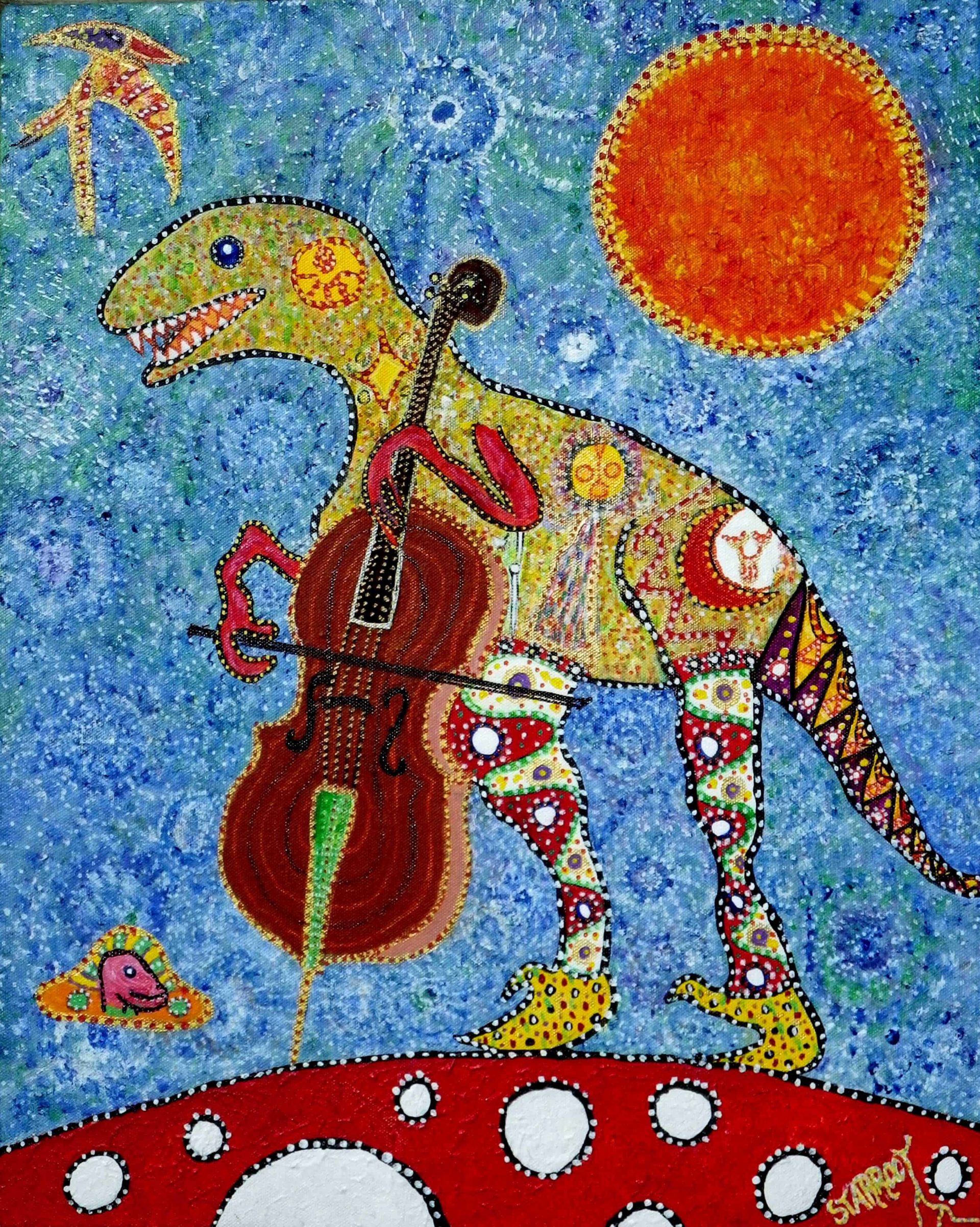 Dino Playing Cello by Starroot